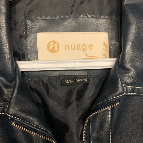 Women’s navy blue nauge leather jacket - Picture 2 of 4